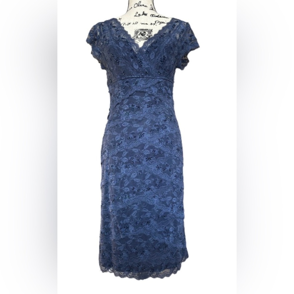 MARINA Navy Lace Midi Dress